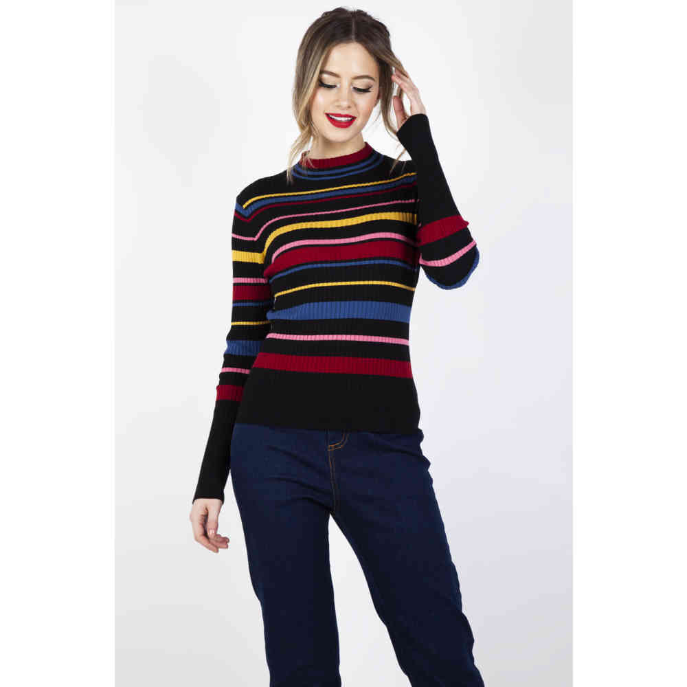 Voodoo Vixen - Leah Turtle Neck Jumper - Multicolours